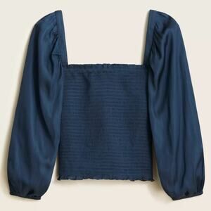 NWT J Crew Square-neck Smocked Featherweight Satin Top Size Medium